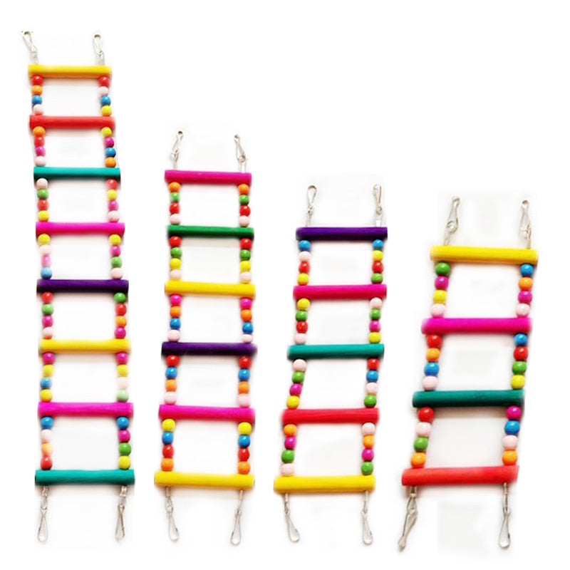Parrots Toys Swing Balls Climbing Toy Chewing Training Ladders Hanging Hammock Natural Wood Birds Pets Bird Supplies