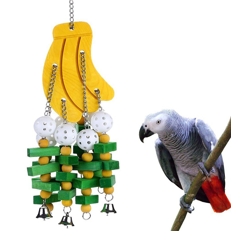 1pc Pet Parrot Toys Wooden Durable Birds Chew Toys Large Colorful Toys for Parrot Macaw Pet Bird Swing Toy Pets Accessories