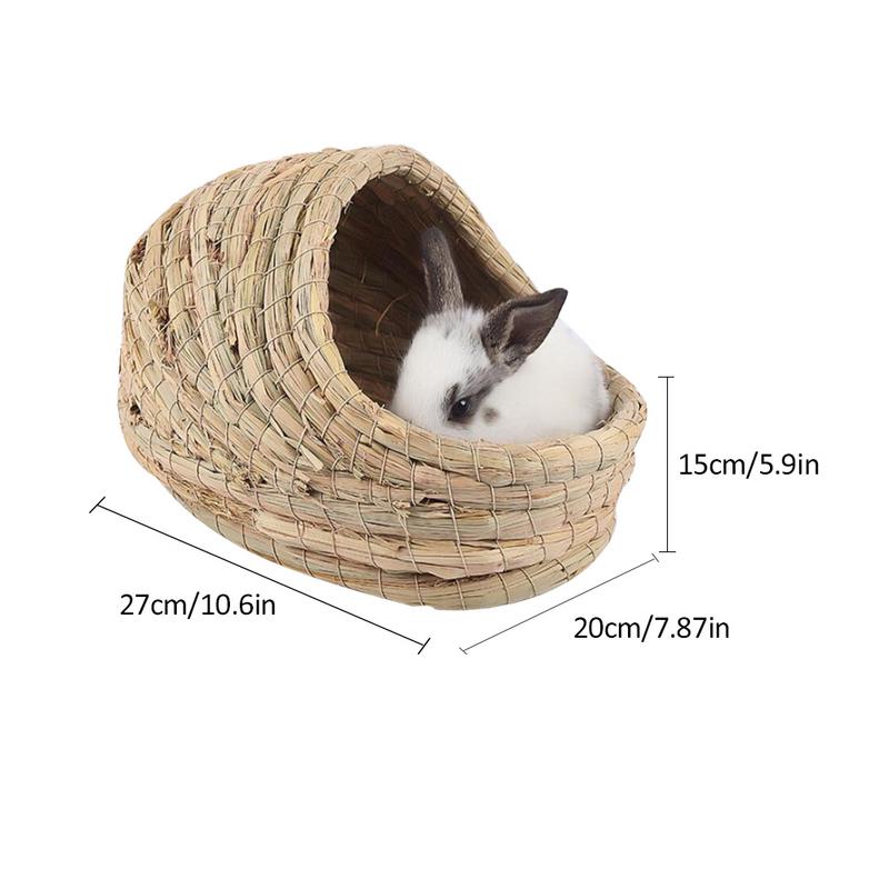 Handwoven Straw Pet Nest Foldable Durable Hamster Playing Sleeping Nest For Rabbit Guinea Pig House Pet Supplies Nest