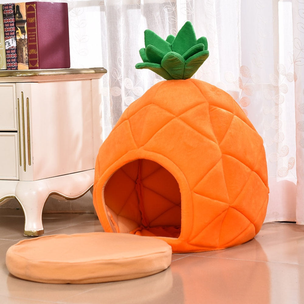 Pet Dog Pineapple House Kennel Winter Warm Nest Soft Foldable Sleeping Mat Mat Quality Cotton Cat Bed Puppy House New