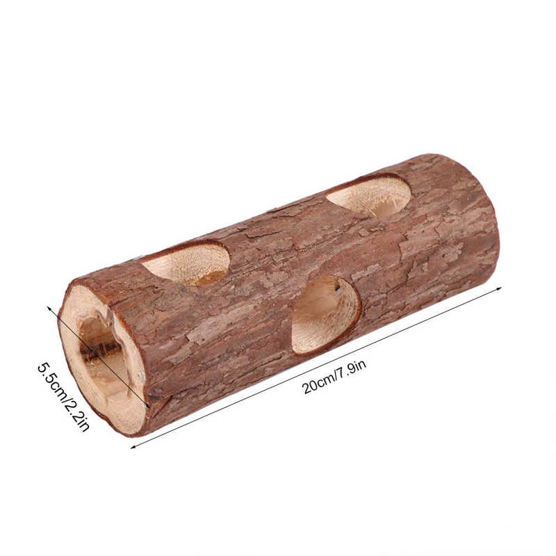 Hamster Toy Wooden Animal Tunnel Exercise Tube Chewing Toy for Rabbit Ferret Hamster Guinea Pig Ladder Bridge Swing Hanging