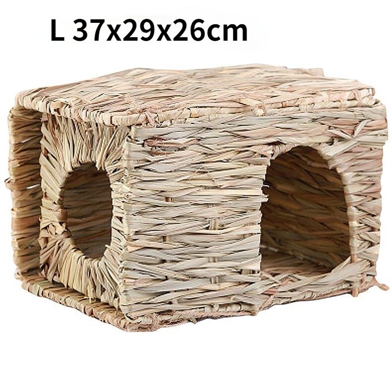 Foldable Woven Grass Pet Rabbit Hamster Guinea Pig Cage Nests House Chew Toy MJ72811