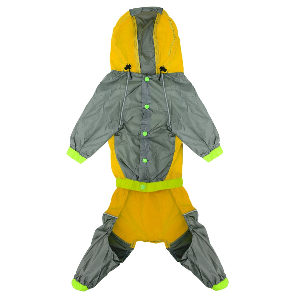 Dog Raincoat Reflective Dogs Rain Coat Dog Clothes Hoodies Waterproof Jumpsuit Rainwear Clothes for Large Dogs Labrador S-2XL