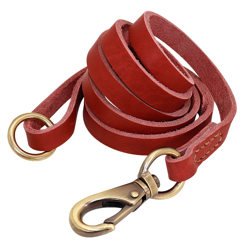Real Leather Dog Leash 150cm Pet Walking Training Leads Genuine Leather for German Shepherd Golden Retriever Medium Large Dogs