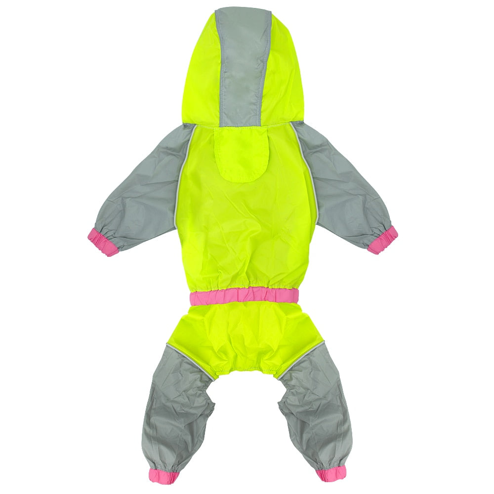 Dog Raincoat Reflective Dogs Rain Coat Dog Clothes Hoodies Waterproof Jumpsuit Rainwear Clothes for Large Dogs Labrador S-2XL