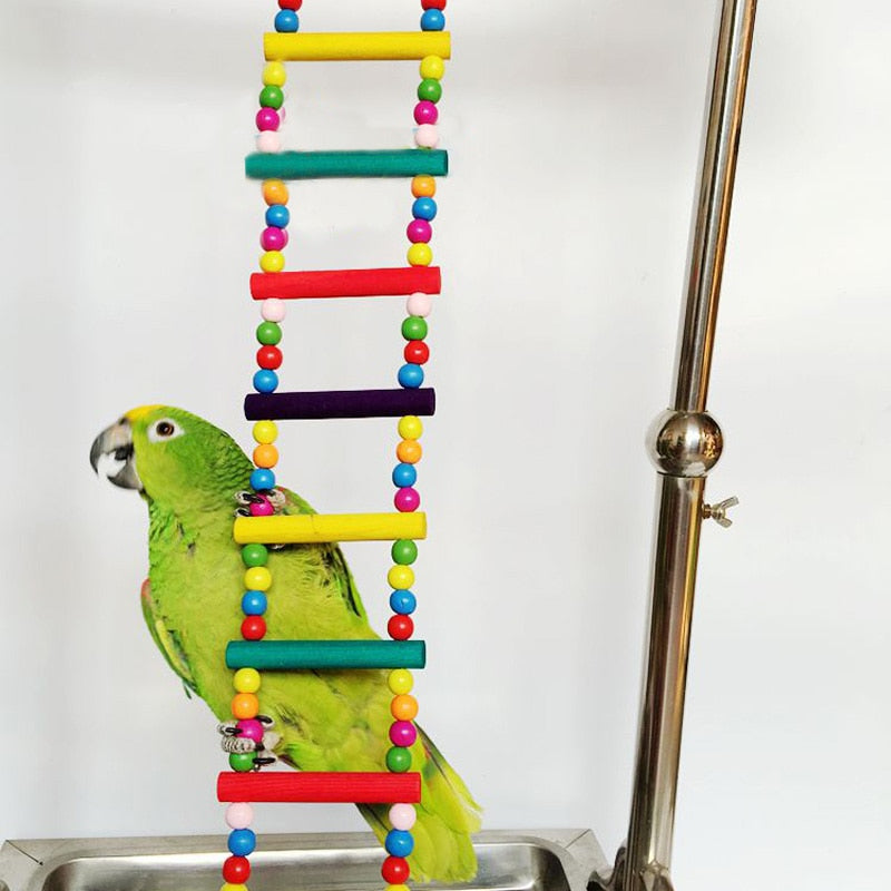 Parrots Toys Swing Balls Climbing Toy Chewing Training Ladders Hanging Hammock Natural Wood Birds Pets Bird Supplies