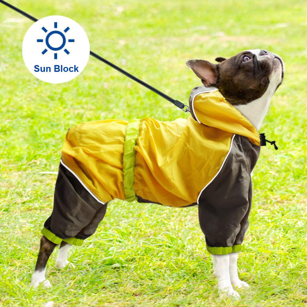 Dog Raincoat Reflective Dogs Rain Coat Dog Clothes Hoodies Waterproof Jumpsuit Rainwear Clothes for Large Dogs Labrador S-2XL