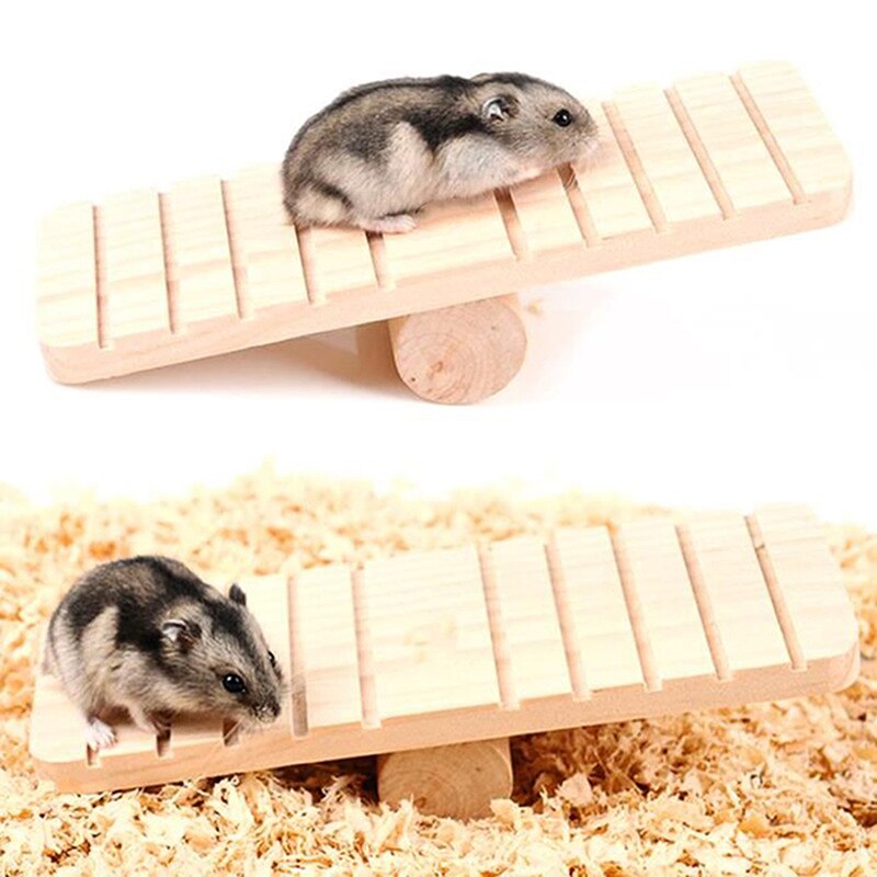 Wooden Small Pets Toys Non Slip Seesaw Teeterboard For Hamster Rabbit Gerbil Rat Guinea Pigs Exercise Playing Climbing Toy