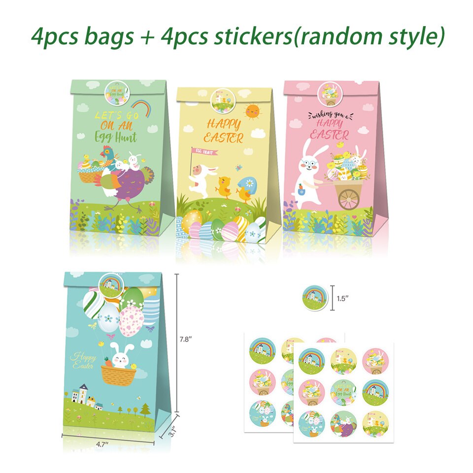 1SET Easter Decorations Rabbit Candy Package Biscuits Bag Box Stickers Wood Clips Kids Gift Birthday Party Home DIY Supplies
