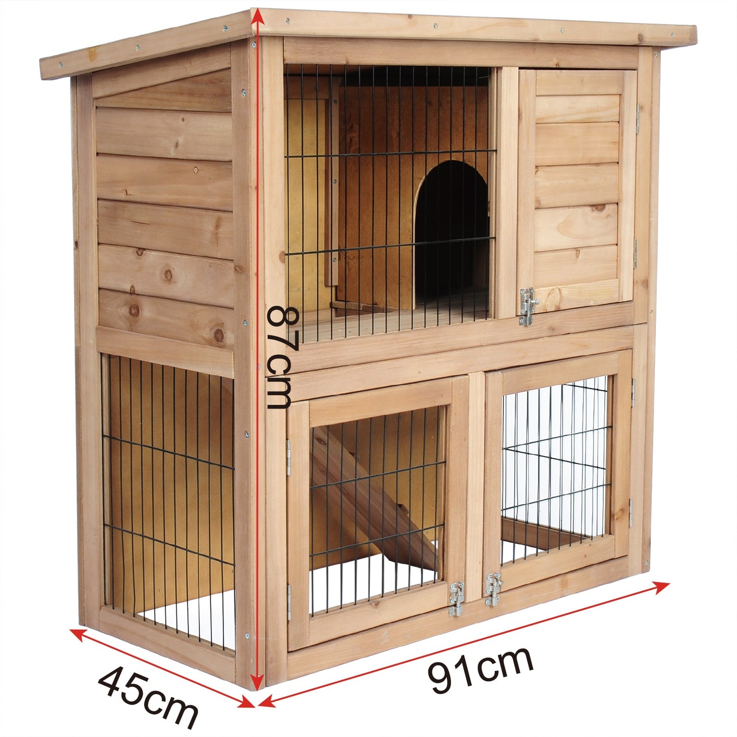 Outdoor Hutch Large Chicken Coop House for Rabbits Guinea Pigs Hamster Pets Cages for Small Animals Waterproof 2 Levels 3 Doors