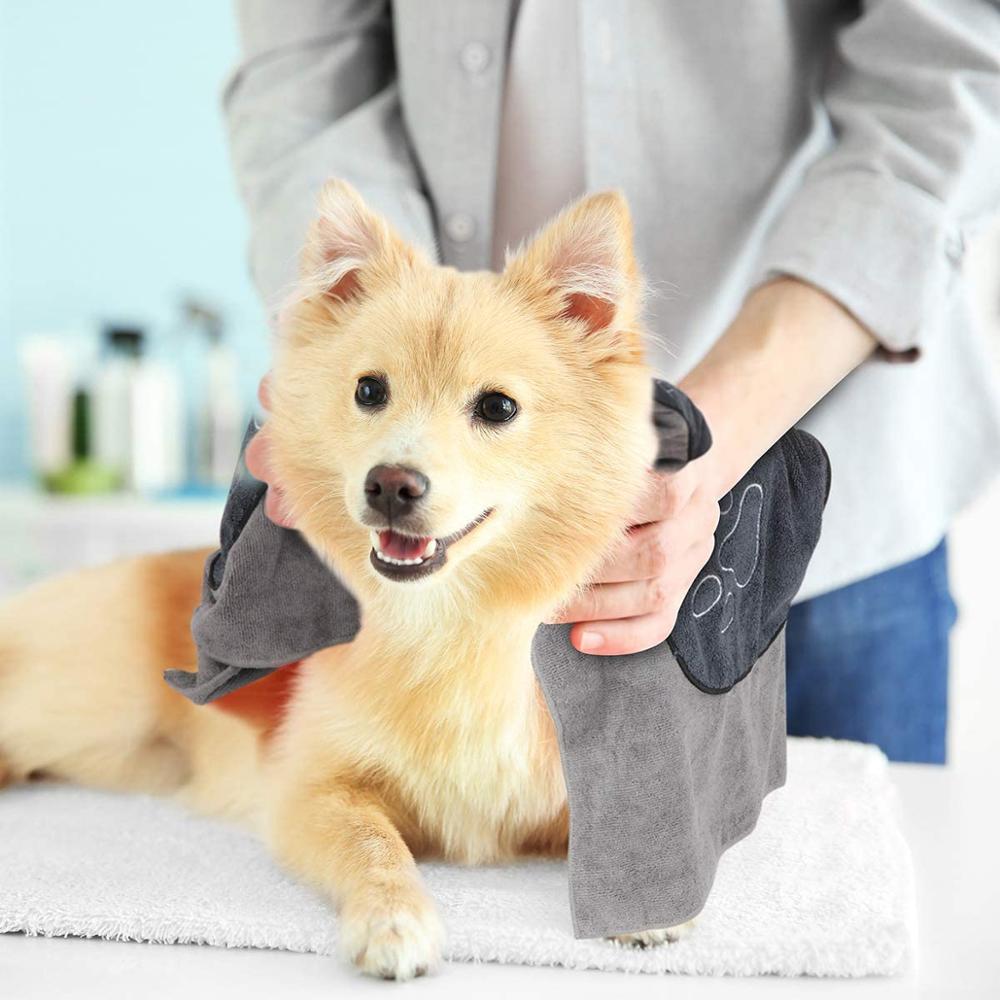 Pet Drying Towel Ultra-absorbent Dog Bath Towel Microfiber 96*50cm Soft Material Microfiber Paw Print Bath Towel