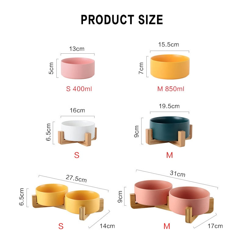 Ceramic Pet Bowl Cat Puppy Feeding Supplies Double Pet Bowls Dog Food Water Feeder Dog Accessories Durable multiple color option