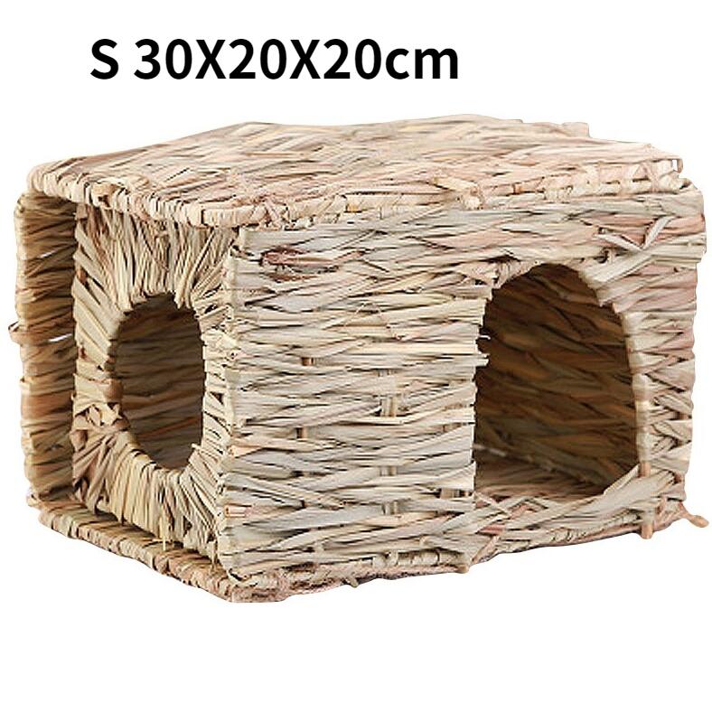 Foldable Woven Grass Pet Rabbit Hamster Guinea Pig Cage Nests House Chew Toy MJ72811
