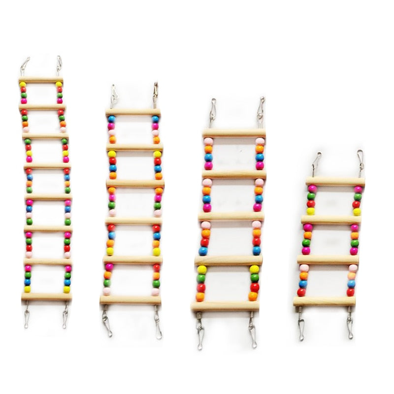 Parrots Toys Swing Balls Climbing Toy Chewing Training Ladders Hanging Hammock Natural Wood Birds Pets Bird Supplies