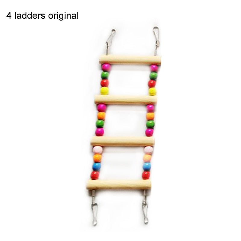 Parrots Toys Swing Balls Climbing Toy Chewing Training Ladders Hanging Hammock Natural Wood Birds Pets Bird Supplies