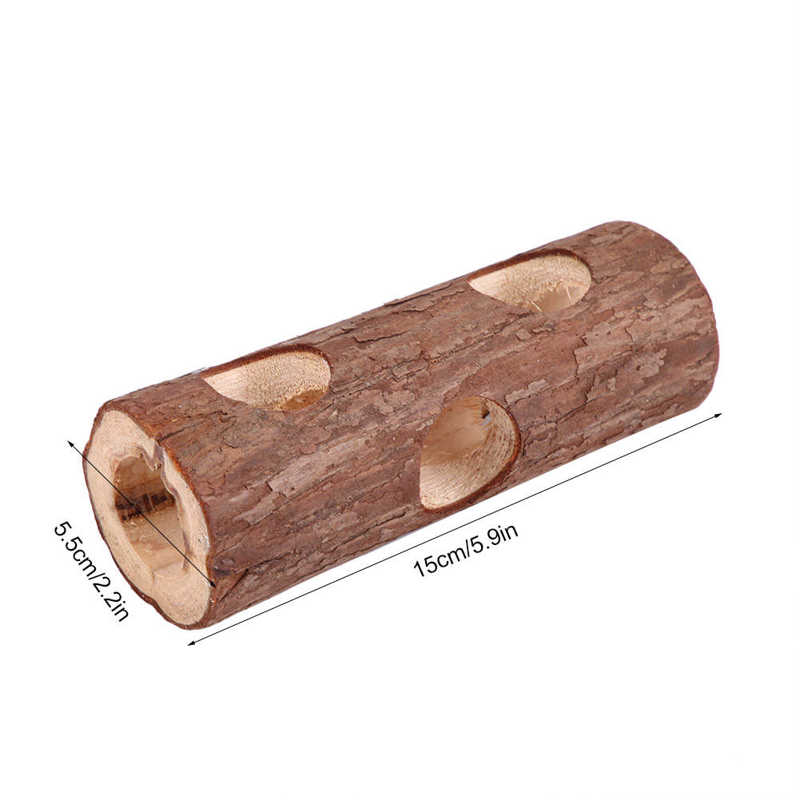 Hamster Toy Wooden Animal Tunnel Exercise Tube Chewing Toy for Rabbit Ferret Hamster Guinea Pig Ladder Bridge Swing Hanging