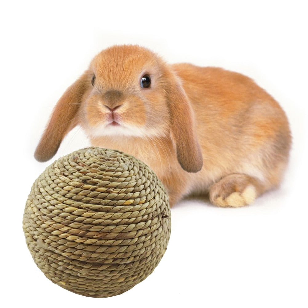 Natural Grass Ball Rabbit Games Funny Small Pet Product for Hamster Straw Rope Bunny Chewing Toy for Teeth Cleaning Dropshipping