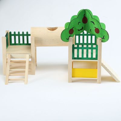 Hamster wooden luxury castle pet supplies hamster toy wooden house tunnel slide toy hamster accessories
