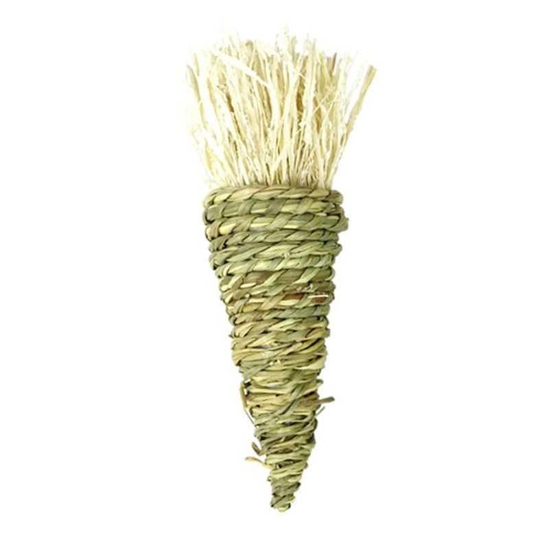 Bunny Chew Toy for Teeth Natural Hay Treats Grass Carrot Toys for Rabbit Chinchilla Hamsters Guinea Pigs Chewing Playing