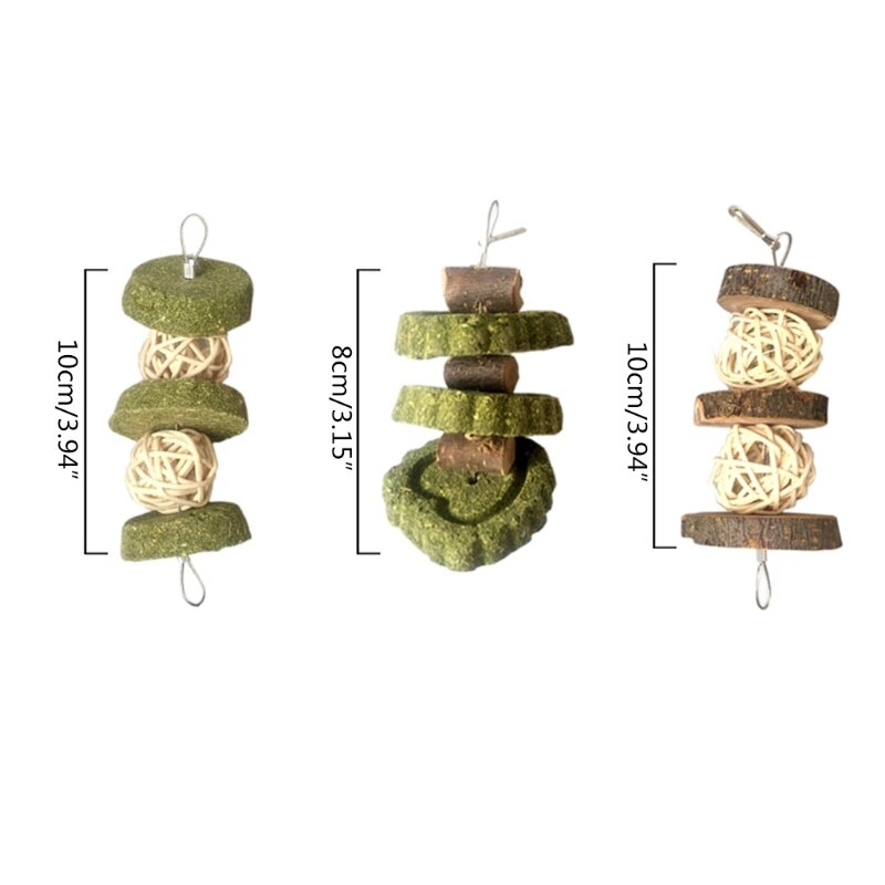Bunny Chew Toys Rabbit Hay Treat Grass Cakes Applewood Blocks Wicker Balls for Rabbit Chinchilla Teeth Cleaning