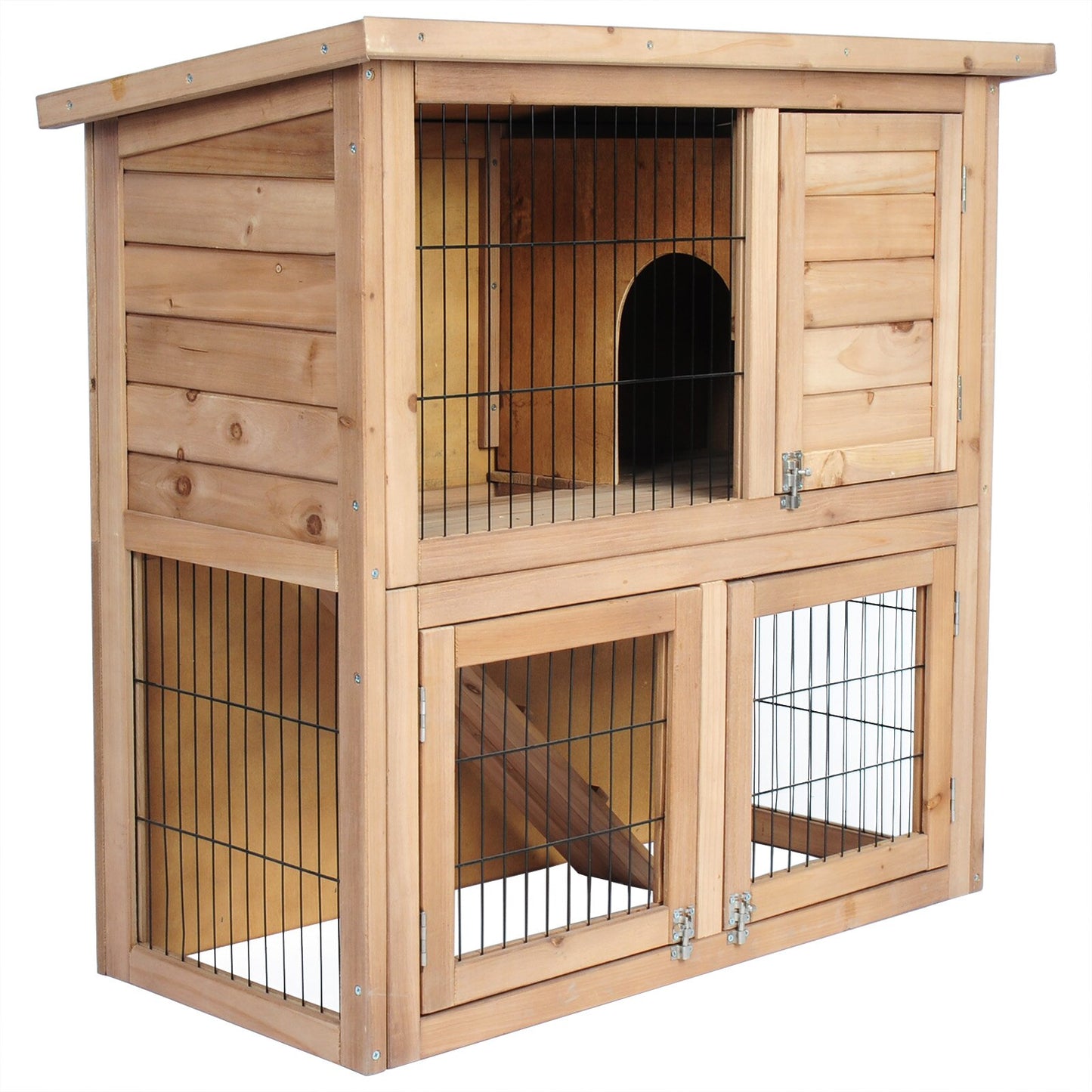 Outdoor Hutch Large Chicken Coop House for Rabbits Guinea Pigs Hamster Pets Cages for Small Animals Waterproof 2 Levels 3 Doors