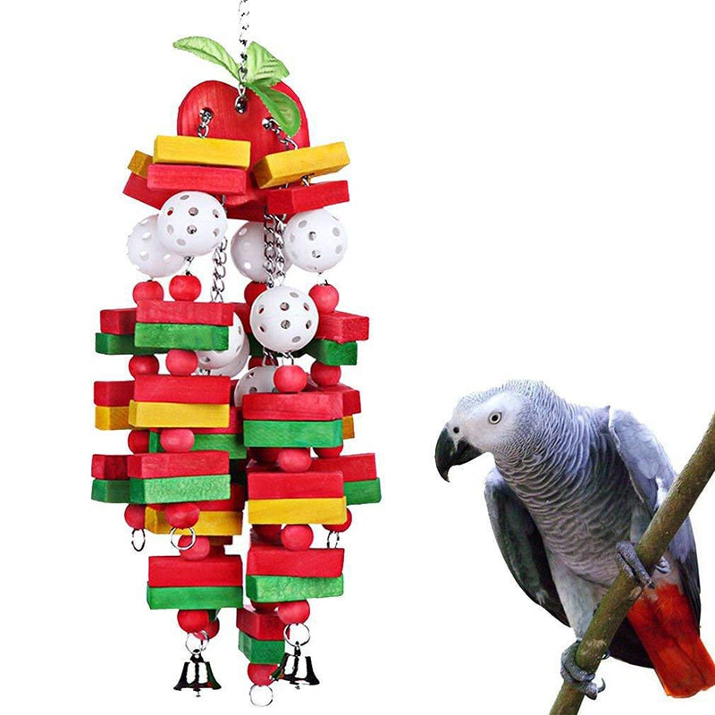 1pc Pet Parrot Toys Wooden Durable Birds Chew Toys Large Colorful Toys for Parrot Macaw Pet Bird Swing Toy Pets Accessories