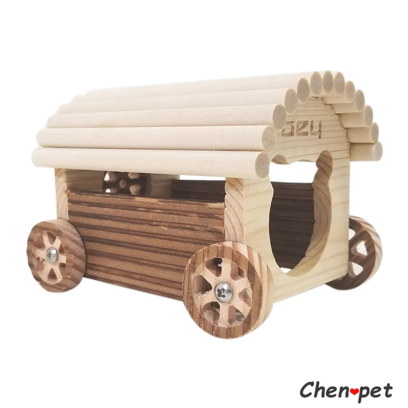 High Quality Natural Hamster Wood Shed House Small Animal Cage Accessories Chinchillas Toys