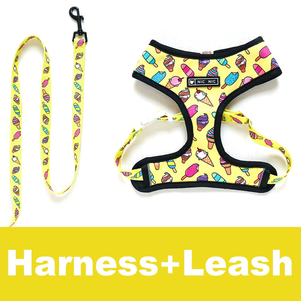 Pug Small Dog Harness No Pull Dog Vest Harness for Small Medium Dogs Breathable Pets Puppy French Bulldog Dog Harness Leash Set