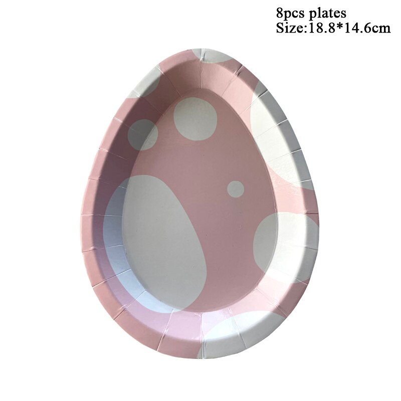 8pcs Bunny Egg Paper Plates Rabbit Ear Shape Cups Party Supplies Tableware Birthday Party Baby Shower decor