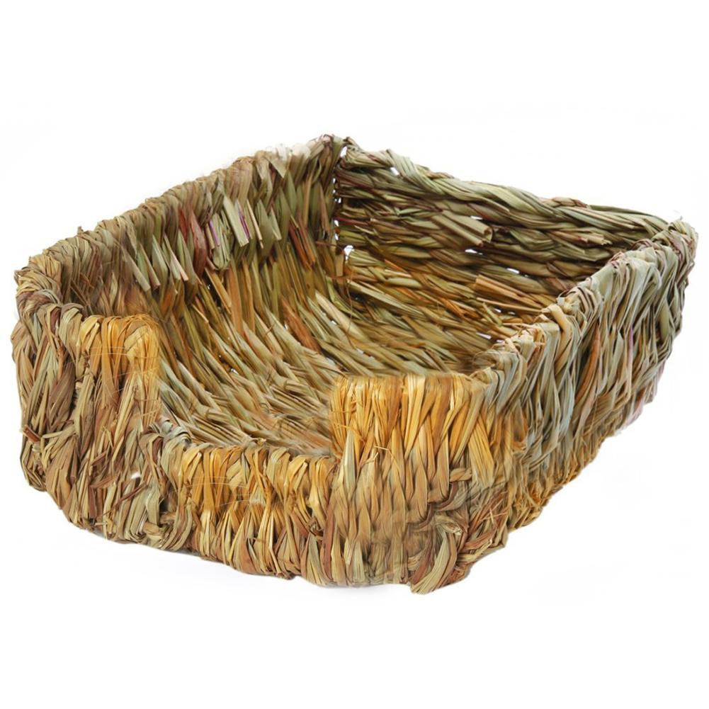 Handcraft Woven Grass Hamster Nest Rabbit House Cage Natural Grass Bed Nest for Guinea Pigs Chinchillas Small Pets Chew Toys