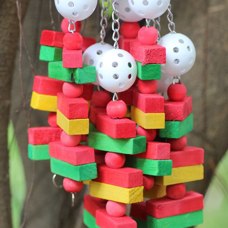 1pc Pet Parrot Toys Wooden Durable Birds Chew Toys Large Colorful Toys for Parrot Macaw Pet Bird Swing Toy Pets Accessories