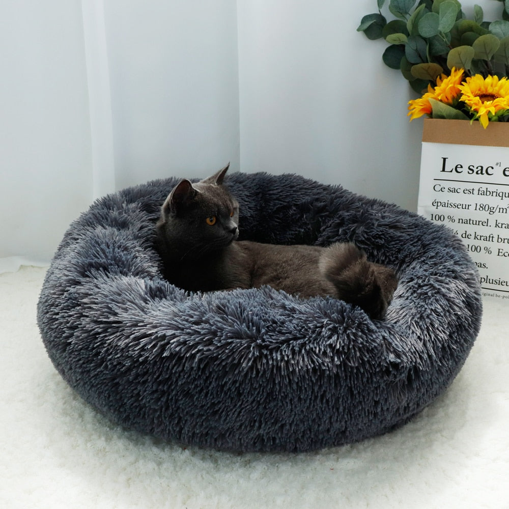 Super Soft Cat Bed House Warm Winter Cat Puppy Sleeping Beds Nest Long Plush Kitten Round Sofa Small Dogs Cat Kennel Anti Slip