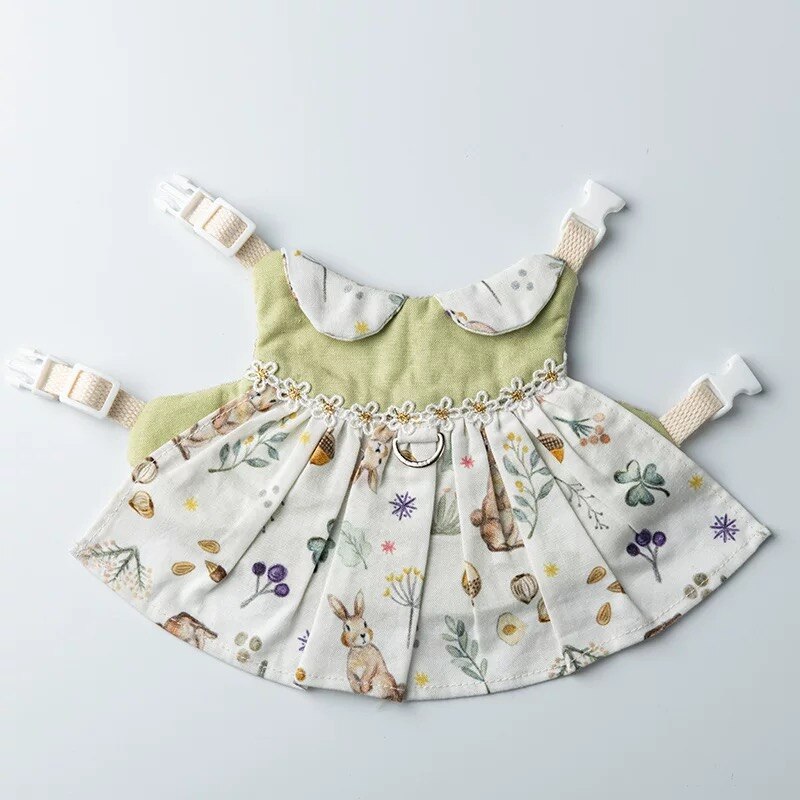 Rabbit Princess Dress Traction Rope Bunny Cotton Chest Strap Dwarf Rabbit Photo Dress Cute Clothes Small Pet Outing Accessories