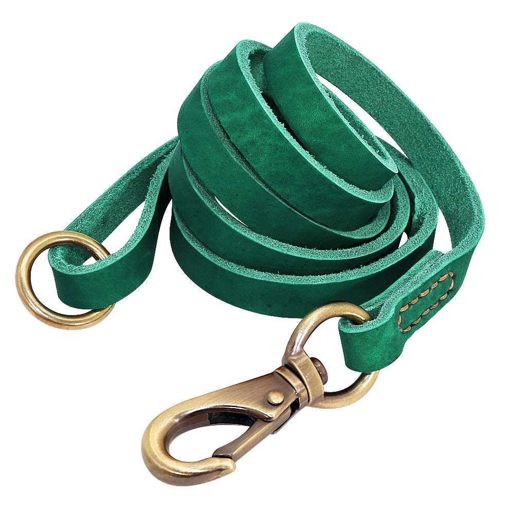 Real Leather Dog Leash 150cm Pet Walking Training Leads Genuine Leather for German Shepherd Golden Retriever Medium Large Dogs