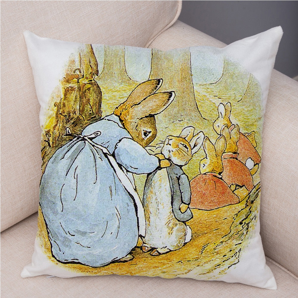 Cute Cartoon Rabbit Soft Plush Cushion Cover for Sofa Home Children Room Decor Fairy Tale Animal Pillowcase Pillow Case Covers