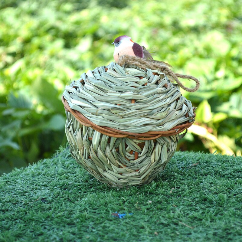 Handwoven Straw Bird Nest Breathable Warm Bird's Cage Outdoor Garden Decoration Grass Lair Pet Accessories Hanging Nest 2023 New