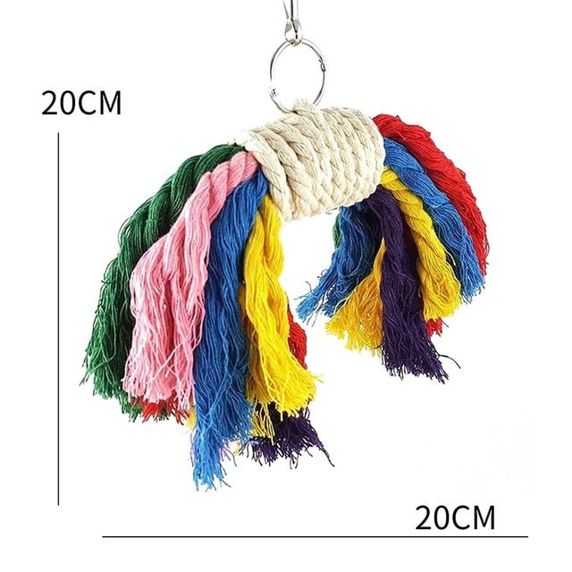 Parrots Toys Bird Swing Exercise Climbing Hanging Ladder Bridge Wooden Rainbow Pet Parrot Macaw Hammock Bird Toy With Bells
