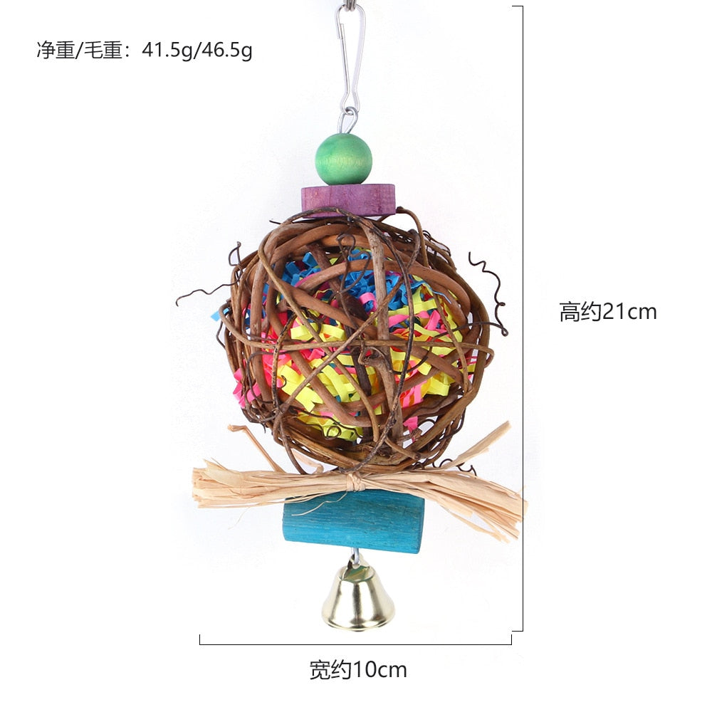 Parrot Bird Toys Accessories Articles Parakeet Cockatiels Bite Chew Toy For Parrot Training Budgie Toy Swing Ball Bell Standing