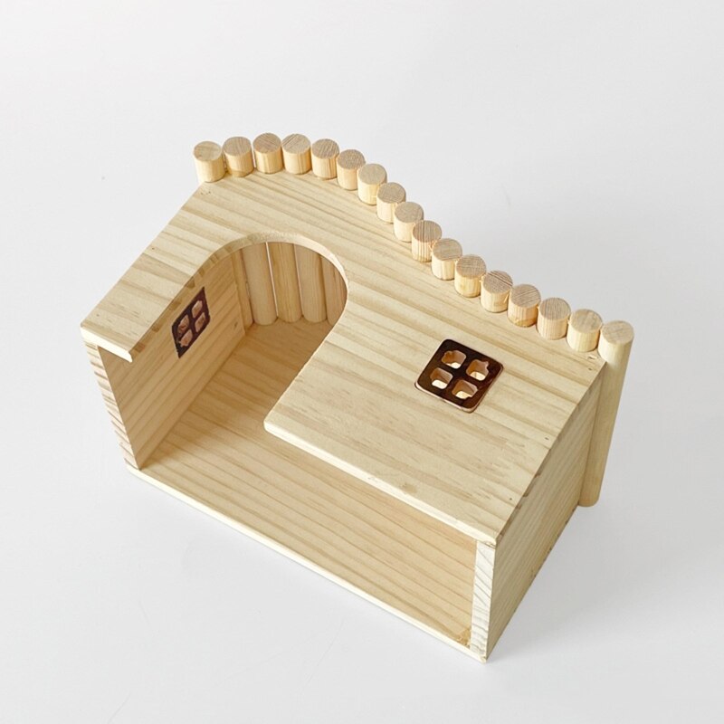 Cute Hamster House Hedgehog Climbing Toy Waterproof Wooden Small Animal Beds Anti-mite Cottage Pet Cozy Supplies D0LD
