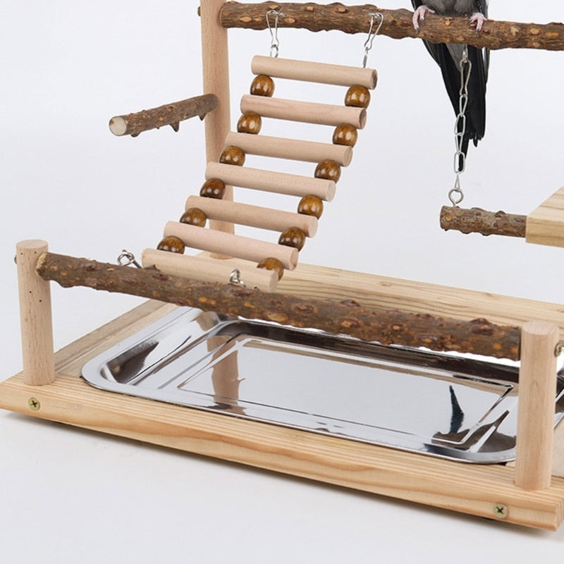 K5DC Parrot Playstand Bird Plays Stand Cockatiel Playground Wooden Perch Gym Ladder Cage Accessories