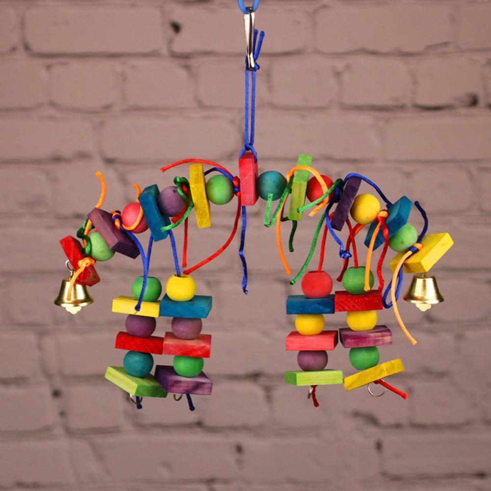 Parrot Colorful Natural Wooden Chew Toys Hanging Swings Toy Climbing Ladder Bird Cage Accessories Pet Supplies