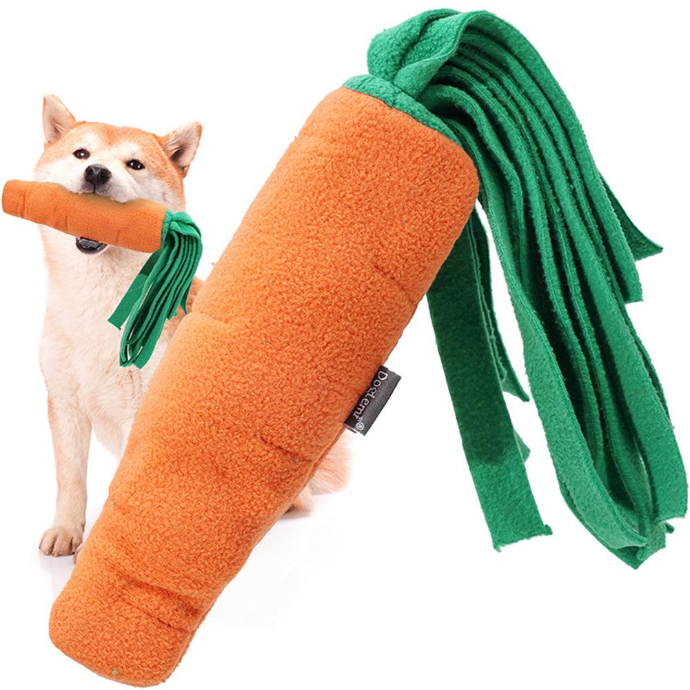 2 In 1 Pet Dog Puzzle Toys Bite-resistant Tear-resistant Carrot Shape Hide Seek Toy For Small Medium Dogs