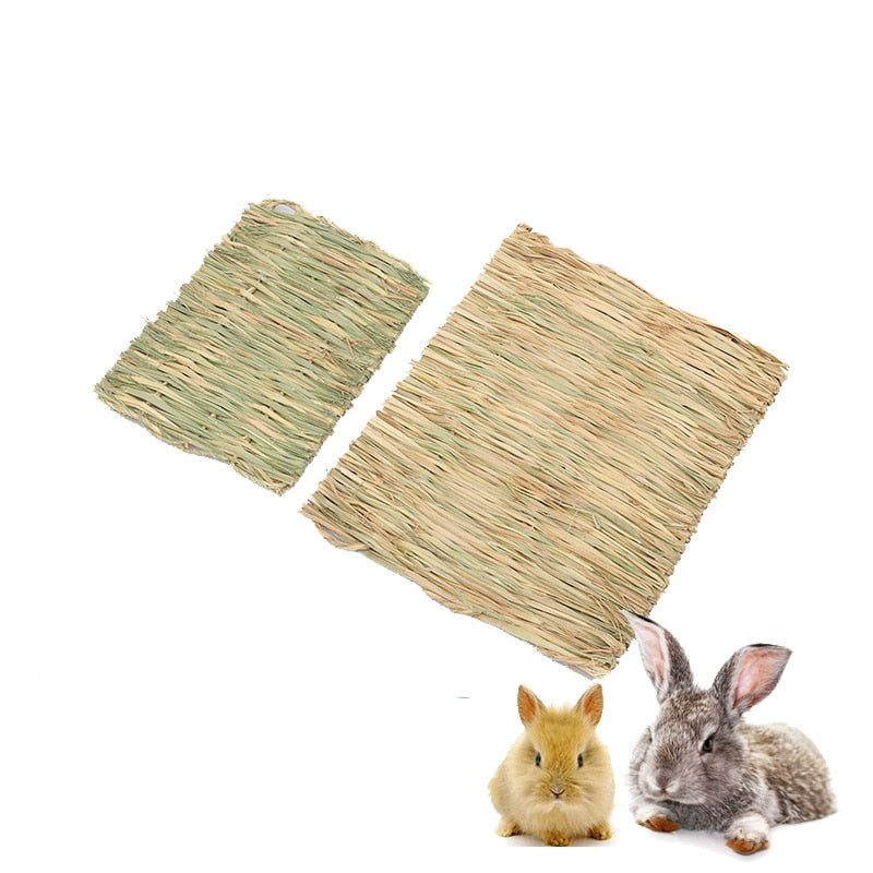 Hand-Woven Pad For Small Pets Rabbit Grass Cushion Hamster Plant Straw Cage Bed Mat For Guinea Pig Pet Cage Accessories Lapin