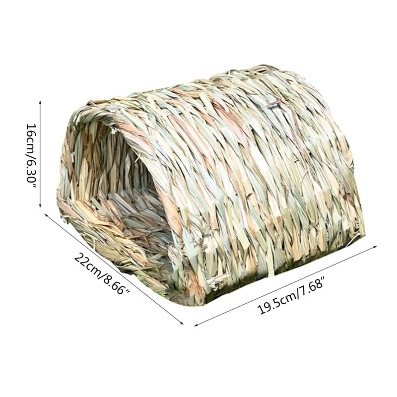 Rabbit Grass Bed Natural Straw Woven House Bunny Chew Toys Hay Nest Tunnel for Hamsters Chinchillas Mice Small Animals F10 22
