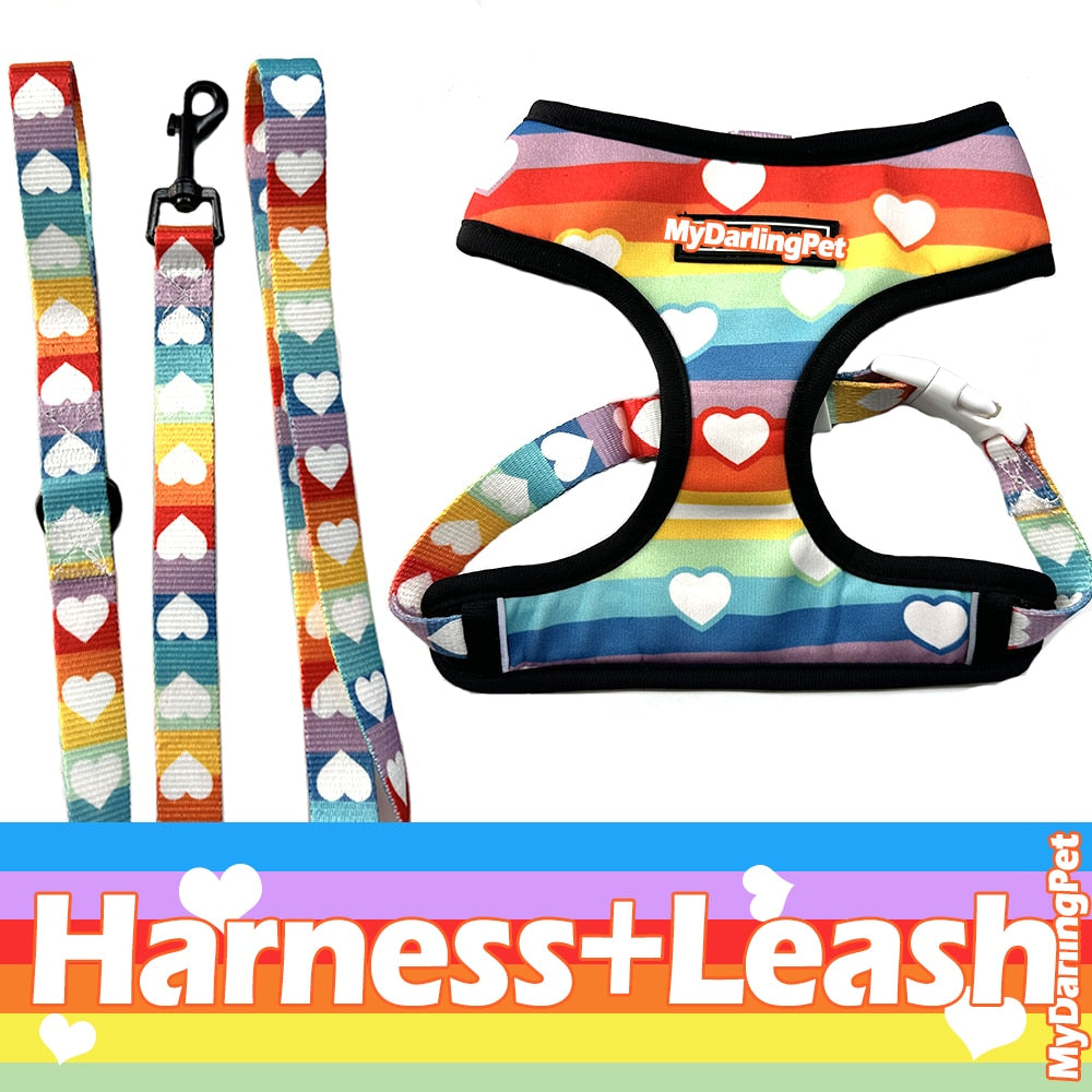 Pug Small Dog Harness No Pull Dog Vest Harness for Small Medium Dogs Breathable Pets Puppy French Bulldog Dog Harness Leash Set