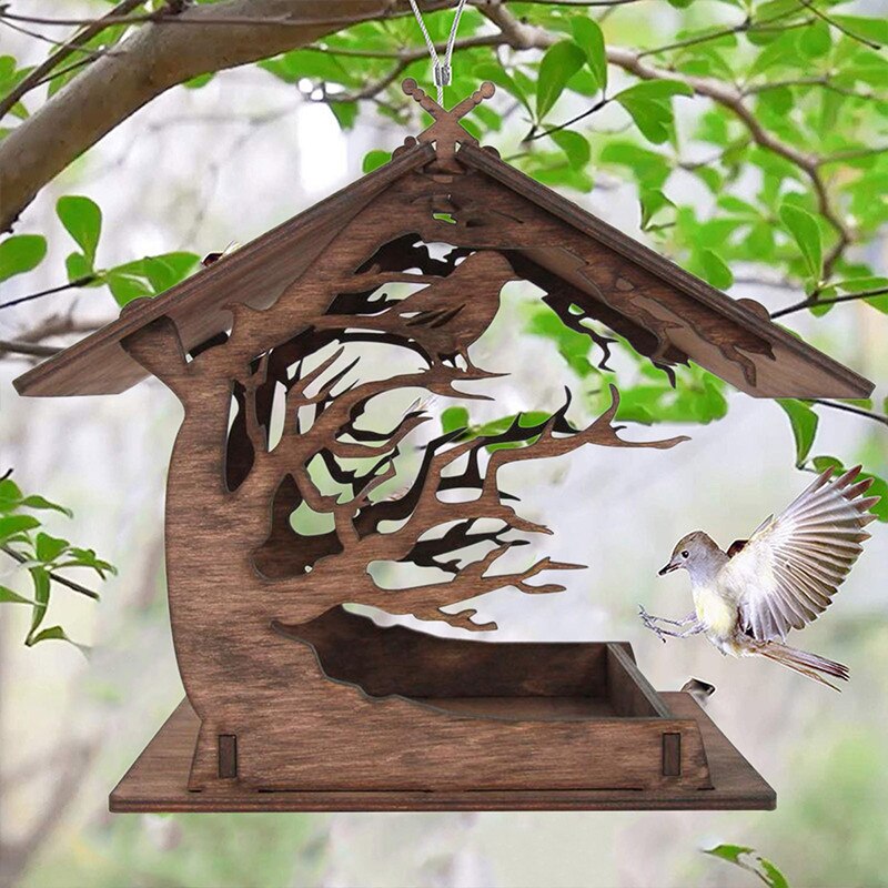 Hanging Wooden Bird House For Outside 6Hole Wooden Bird House Courtyard Backyard Decorations for Friend Family Neighbors Gift FU