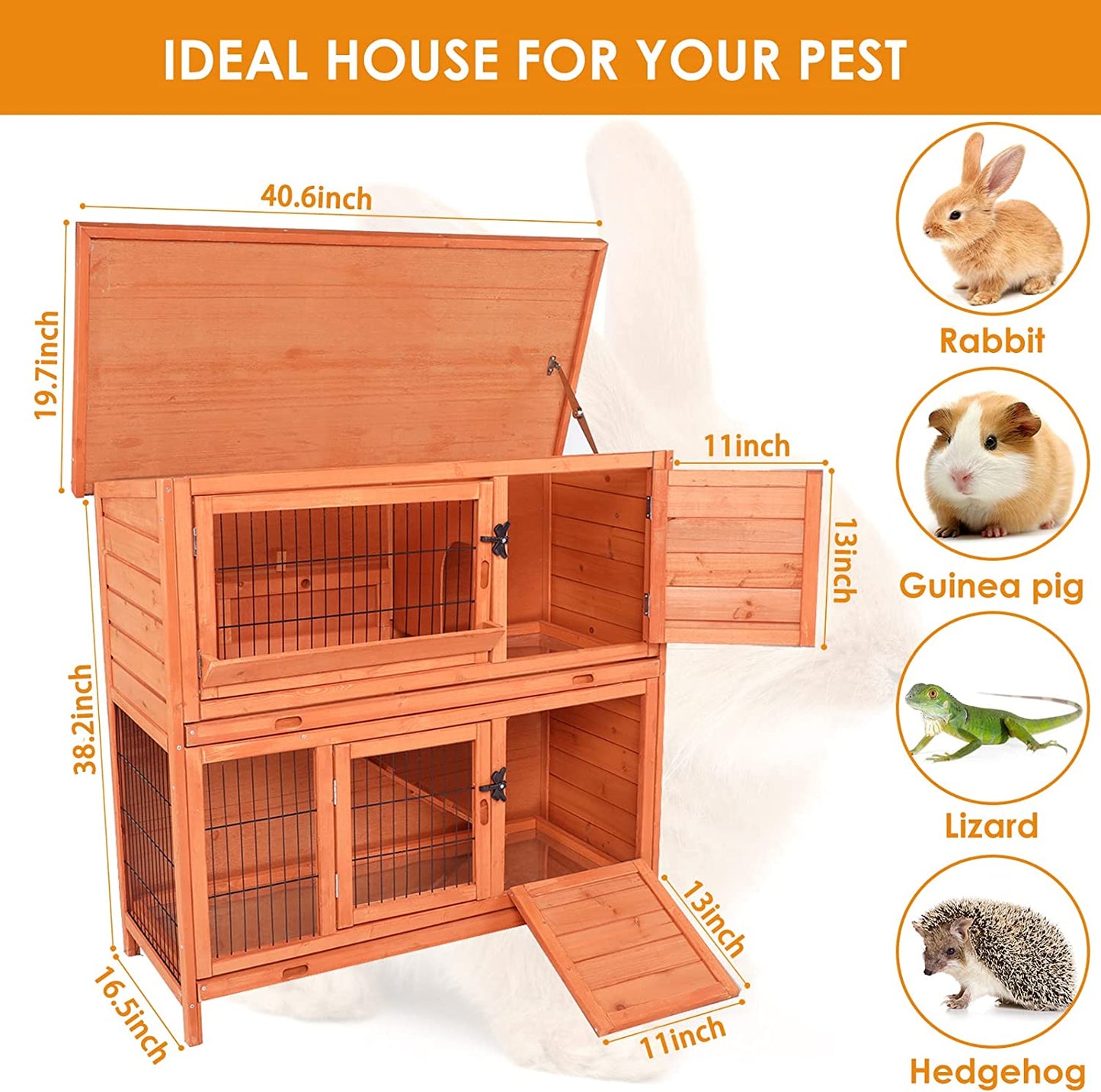 Wooden Rabbit Hutch Chicken Coop Pet House Small Animal Bunny Cage Waterproof