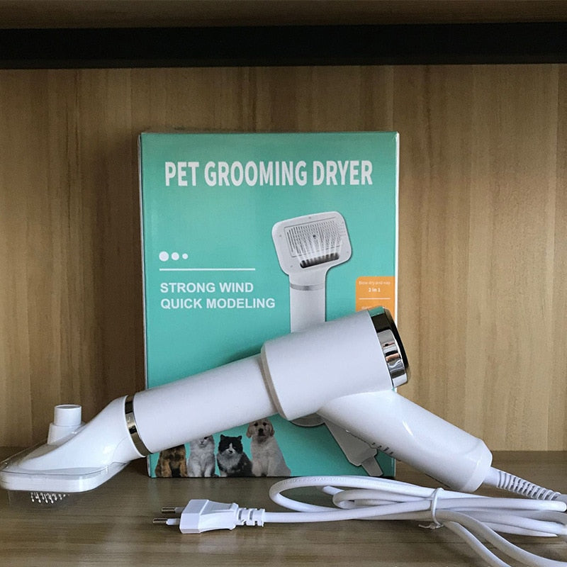 Pet Hair Dryer Portable 2 in 1 Dog Hair Dryer Home Pet Grooming Cat Hair Comb Dog Fur Blower Adjustable Temperature Pet Brush