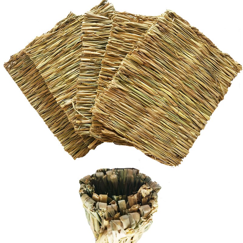 Hand-Woven Pad For Small Pets Rabbit Grass Cushion Hamster Plant Straw Cage Bed Mat For Guinea Pig Pet Cage Accessories Lapin