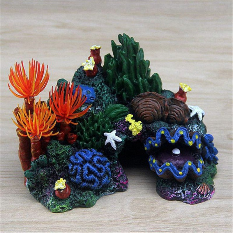 Aquarium Artificial Coral Decoration Resin Fish Tank Landscaping Decor Hiding Mountain Cave Betta Fish Hideaway Rock Coral Reef